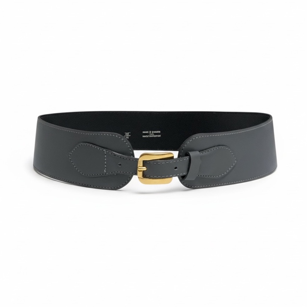 Vintage 80’s Leather Corset Belt Made In Canada For Holt Renfrew In Grey